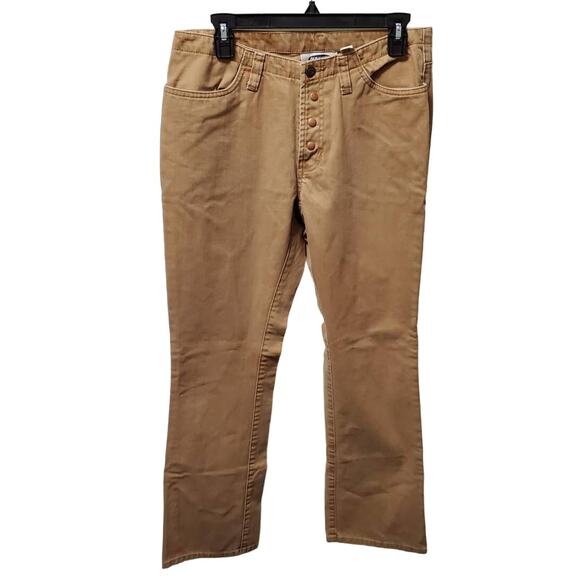 VINTAGE Old Navy Y2K '02 Tan Push Button Jeans Size 10 ~ Retro Funky Hippie Boho - Picture 1 of 8